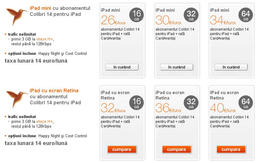 oferta orange ipad 4 ipad mini abonament colibri 14