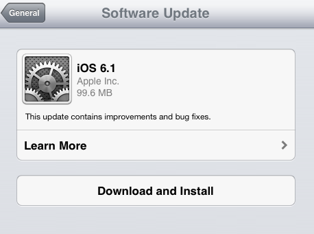 apple ios 6.1 software update