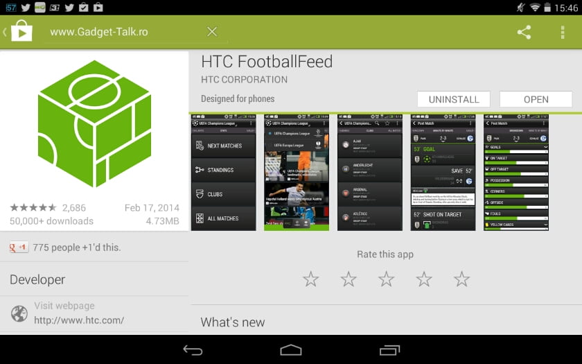 Aplicatia HTC FootballFeed primeste actualizare