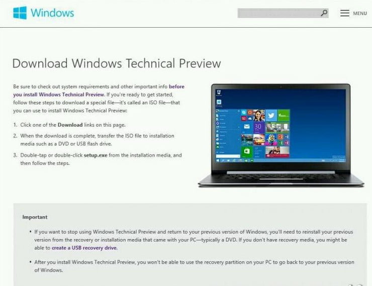 de unde vei putea descarca windows 9 technical preview