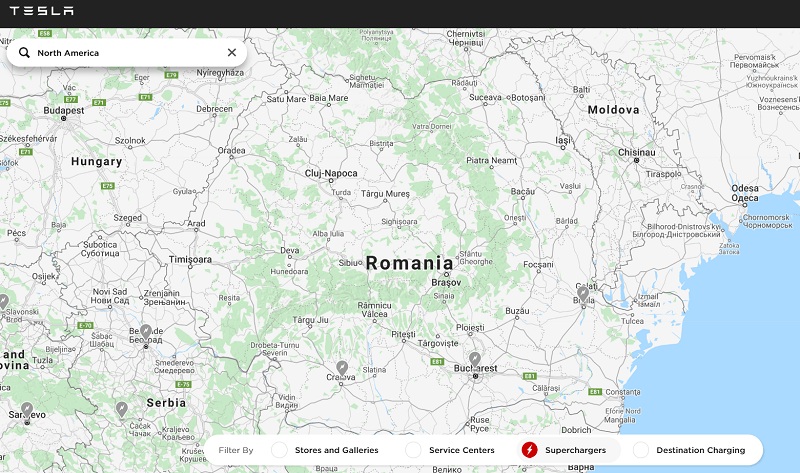 harta statii supercharger tesla romania