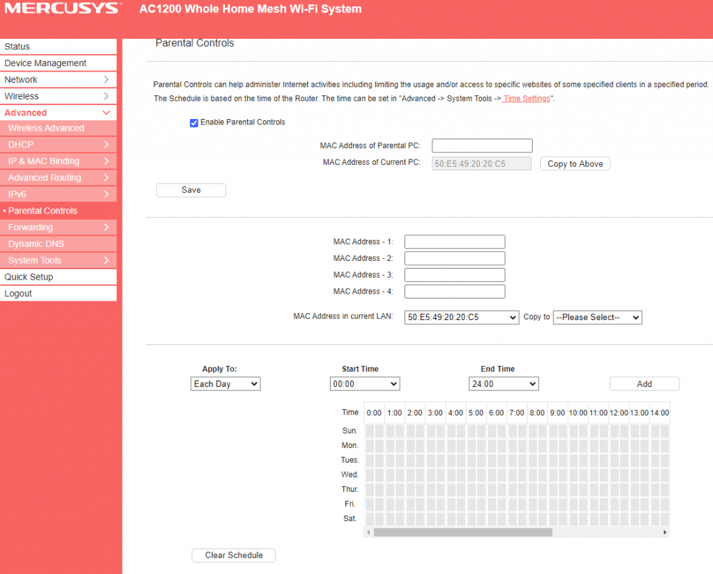 Configurare control parental Mercusys HALO