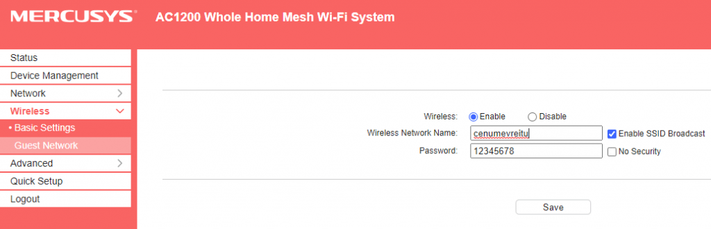 Configurare retea wireless Mercusys Halo S12
